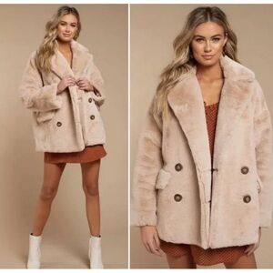 Free People Plush Teddy Coat in Soft Beige